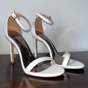 White Stiletto Sandal Heel with Strap